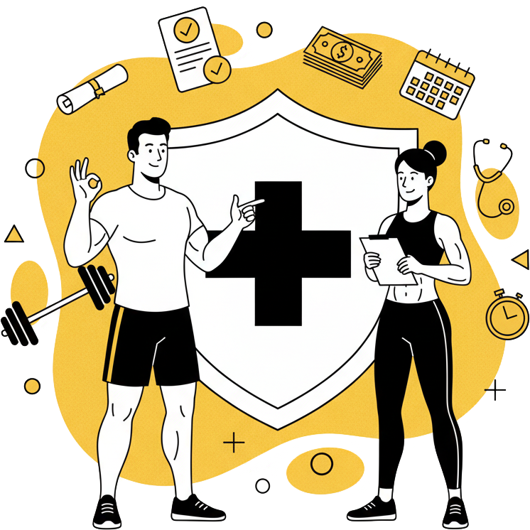 Illustration expliquant le remboursement du coaching sportif par l'assurance maladie en Suisse, un service informationnel de La Forge One Fitness.