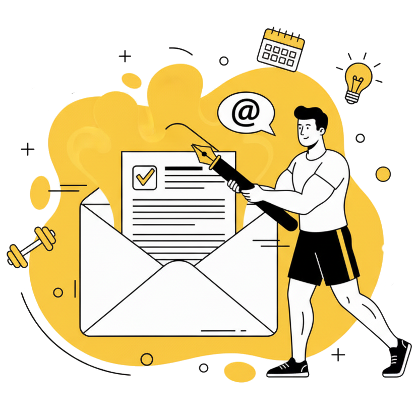 Illustration pour la page de contact et l'inscription à la newsletter de La Forge One Fitness Neuchâtel, invitant à la commun