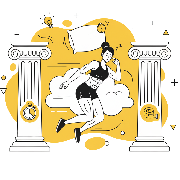 Illustration montrant l'importance du sommeil comme pilier de la récupération en musculation pour les membres de La Forge One Fitness.