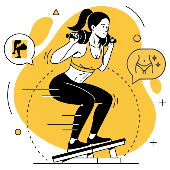 Illustration d'une femme s'entraînant sur la machine Pendulum Squat à La Forge One Fitness pour un développement complet des jambes en toute sécurité.