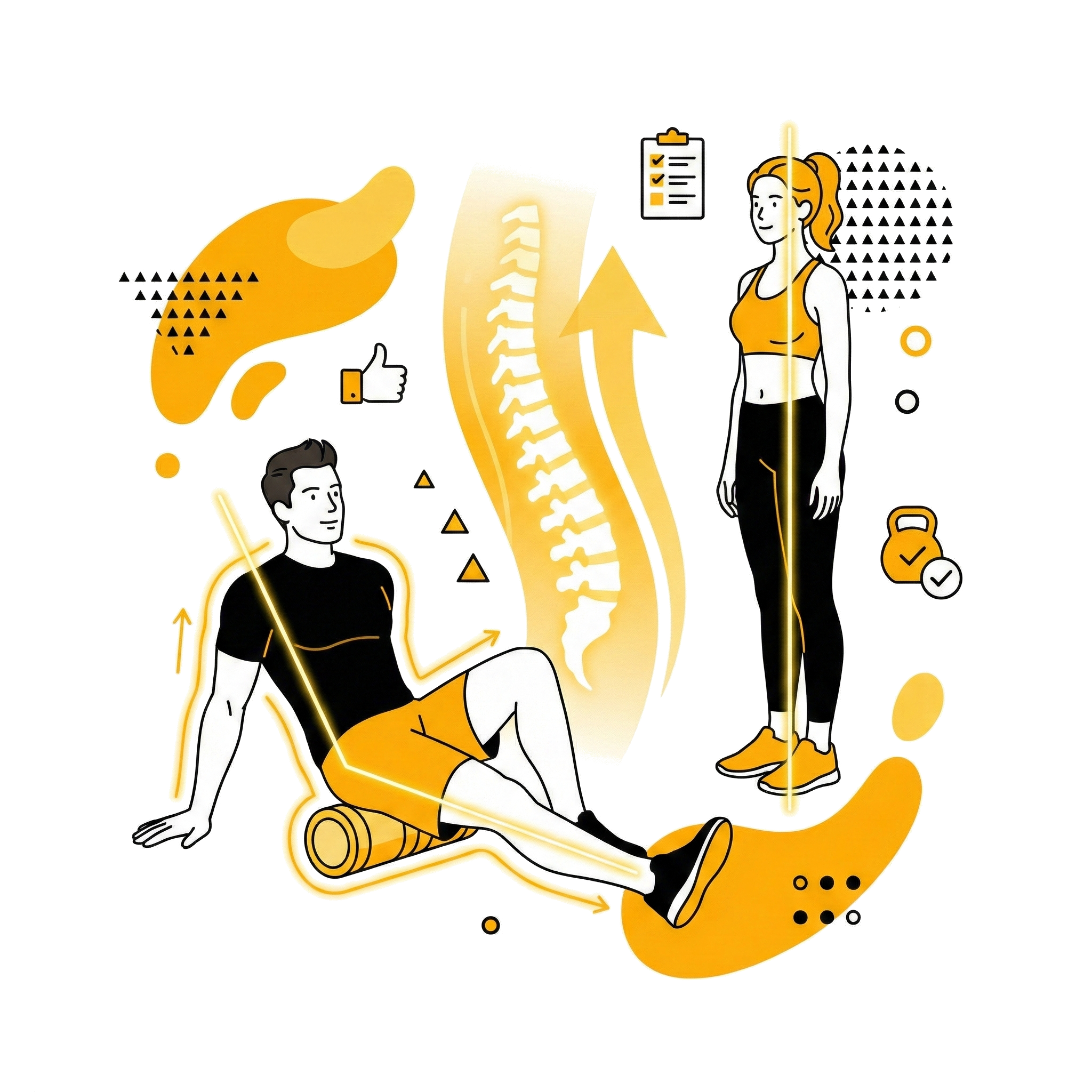 Illustration coaching posture : exercices correctifs pour le dos et alignement de la colonne vertébrale, guide coach sportif Neuchâtel