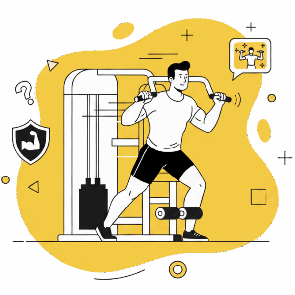 Illustration d'un membre de La Forge One Fitness s'entraînant sur la machine multi-flight, un appareil à poulies polyvalent pour tous les groupes musculaires.