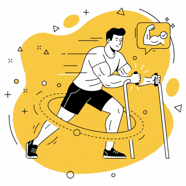 Illustration d'un homme utilisant une machine de musculation pour renforcer ses avant-bras et sa force de préhension (grip) à La Forge One Fitness.