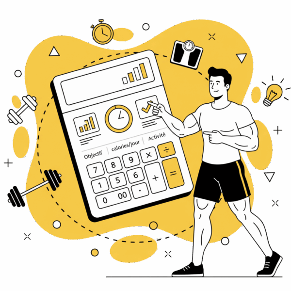 Illustration du calculateur de calories de La Forge One Fitness, un outil pour estimer son besoin calorique quotidien selon son objectif.